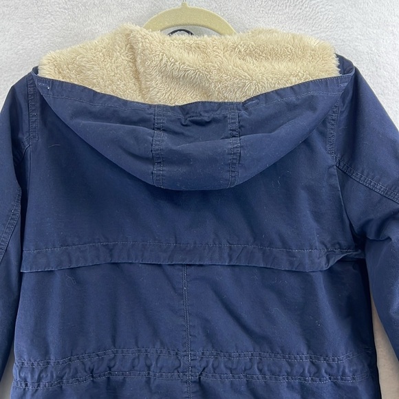 Divided by H & M Women’s Jacket / Coat Size 4 Navy Blue Faux Fur Lining - Picture 8 of 14